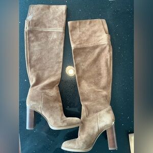 MICHAEL Michael Kors Tan Over the Knee Boots with Chunky Heel